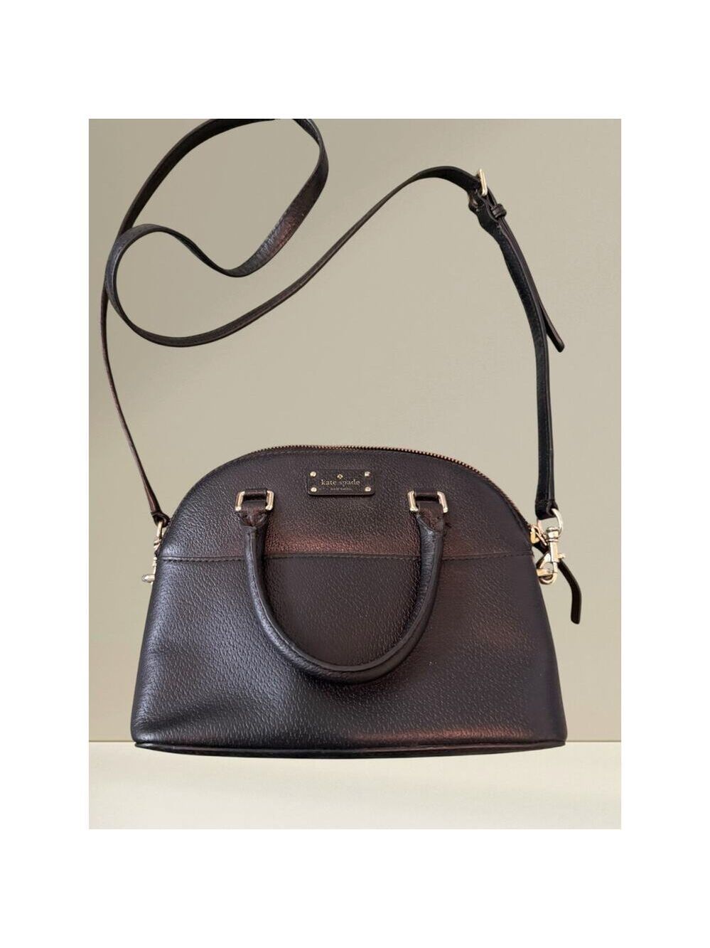 NWOT Kate Spade New York Black Pebbled Leather Satchel Crossbody
